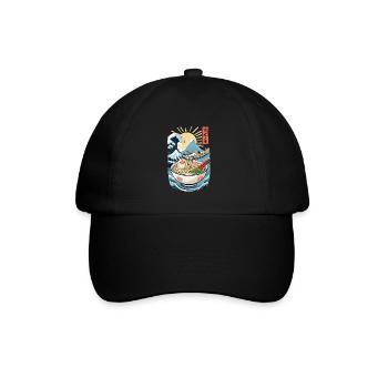 Ramen Noodles Ukiyo-E Japanese Retro Streetwear - Baseball Cap - black/black - Front