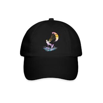 Kitesurfing Ocean Wave Surfing Kiteboarder - Baseball Cap - black/black - Front