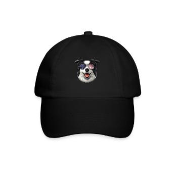 vintage Border Collie Dog - Baseballkappe - Schwarz/Schwarz - Vorne