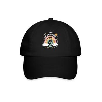 2. Geburtstag Geburtstagsshirt Regenbogen Wolke - Baseballkappe - Schwarz/Schwarz - Vorne