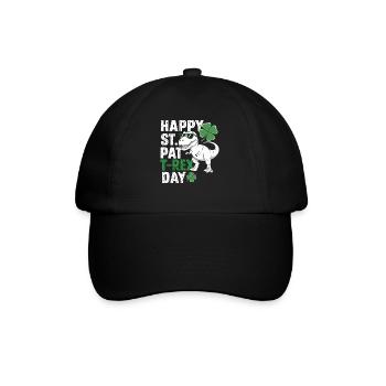 Happy St. Pat T-Rex Day Dinosaur T-Rex Shamrocks - Baseball Cap - black/black - Front