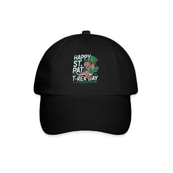 Happy St. Pat T-Rex Day Dinosaur T-Rex Shamrocks - Baseball Cap - black/black - Front