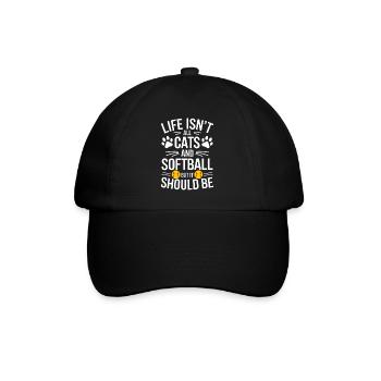 Softball Saying Cats Funny Softball Gift - Baseball Cap - black/black - Front
