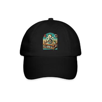 Ramen Nudeln Retro Katze Kawaii Chefkoch Japan - Baseballkappe - Schwarz/Schwarz - Vorne