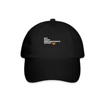 Eat Sleep Procrastinate Repeat – Lustiges Faultier - Baseballkappe - Schwarz/Schwarz - Vorne