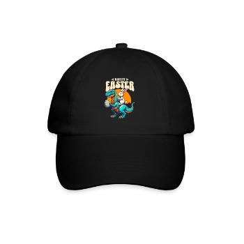Easter Bunny Riding Dinosaur with Easter Egg - Baseball Cap - black/black - Front