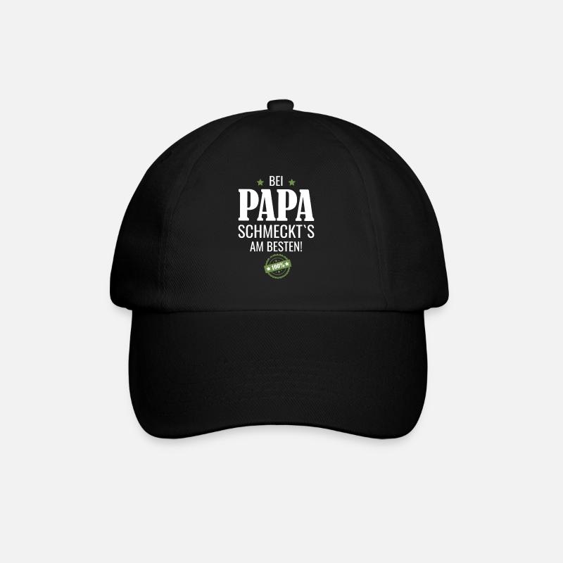Bei Papa schmeckts am besten - Baseballkappe - Schwarz/Schwarz