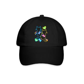 Spring Cats Retro 80s 90s Vintage Cats - Baseball Cap - black/black - Front