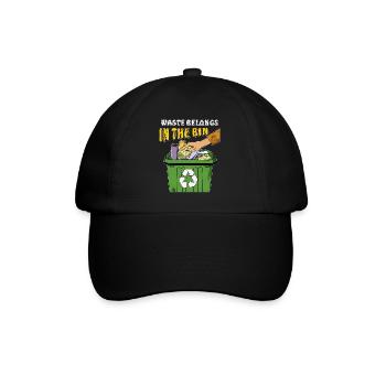 MÜLLTONNE WASTE BELONGS IN THE BIN - Baseballkappe - Schwarz/Schwarz - Vorne