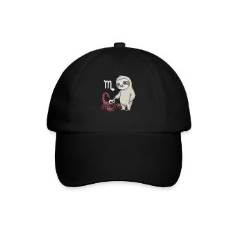 Skorpion Sternzeichen Faultier trifft niedlichen - Baseballkappe - Schwarz/Schwarz - Vorne