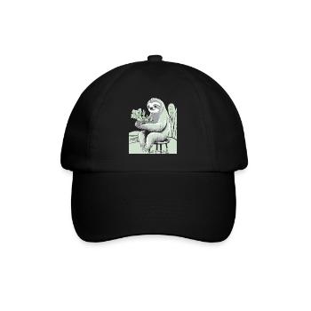 Entspannter Faultier Veganer Vegetarier Genuss - Baseballkappe - Schwarz/Schwarz - Vorne