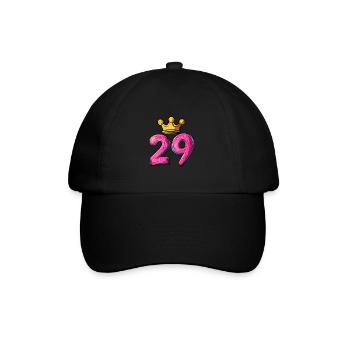 29 Zahl Krone - Baseballkappe - Schwarz/Schwarz - Vorne
