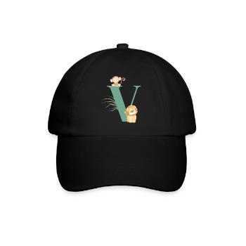 Lettre v vert animaux jungle - Casquette classique - noir/noir - Devant