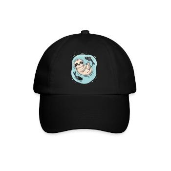 Dreaming Pisces-Zodiac Sloth with Fish - Baseball Cap - black/black - Front