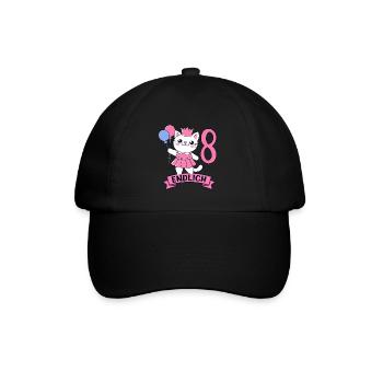 Motif d’anniversaire de chat enfin 8 ans fille - Casquette classique - noir/noir - Devant