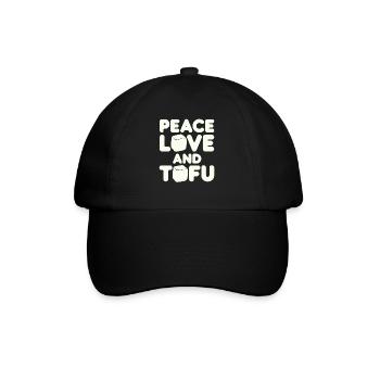 Frieden Liebe Und Tofu Vegan Vegetarisch - Baseballkappe - Schwarz/Schwarz - Vorne