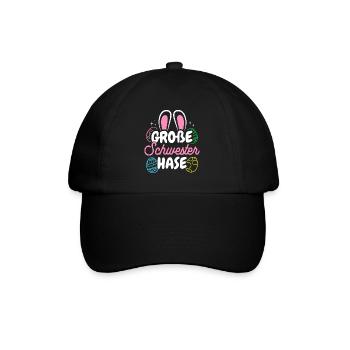 Grande Soeur Lapin Pâques, Familles de Lapins, Pâques - Casquette classique - noir/noir - Devant