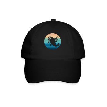 Axolotl Retro Sunset Axolotl Gifts Kids Boys Girls - Baseball Cap - black/black - Front