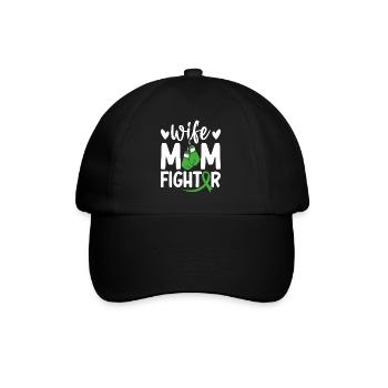 Wife Mom Fighter Green Ribbon Kidney Cancer - Baseball Cap - black/black - Front