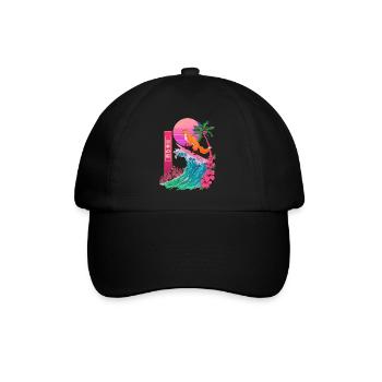 Fox Red Fox Animal Japanese Surfing Beach Wave - Baseball Cap - black/black - Front