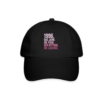 1996 Jahr Frau Mythos Legende Geburtstag - Baseballkappe - Schwarz/Schwarz - Vorne