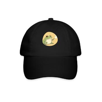 Kiffender Frosch - Chilliger Grasraucher - Baseballkappe - Schwarz/Schwarz - Vorne