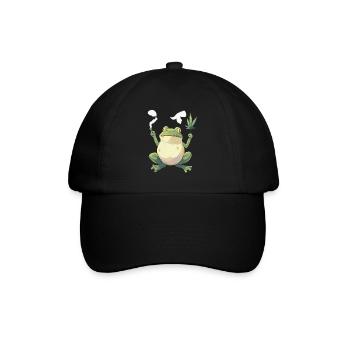 Grenouille avec joint et feuille de cannabis - Weed Frog - Casquette classique - noir/noir - Devant