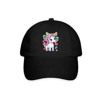 Eis Eiscrem Kinder Kind Sommer Einhorn Baby - Baseballkappe - Schwarz/Schwarz - Vorne