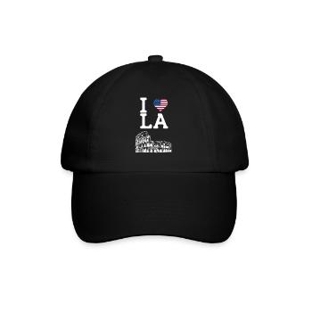 Ich liebe Los Angeles Cool Heart Flagge Kolosseum Wortspiel - Baseballkappe - Schwarz/Schwarz - Vorne