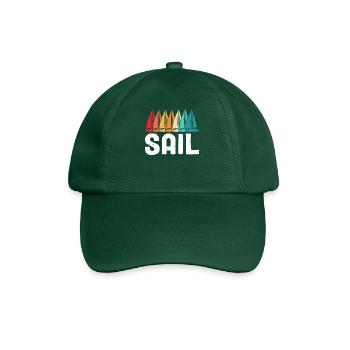 Sail Dinghy Sailboat Sea Captain Retro Funny - Baseball Cap - bottle green - Front