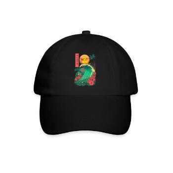 Canard en caoutchouc Animal Japonais Surf Fleur Coucher de soleil - Casquette classique - noir/noir - Devant
