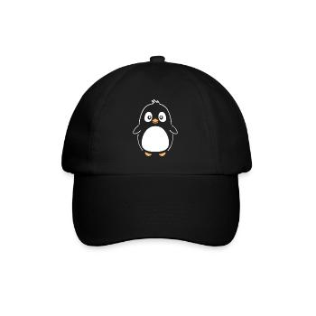 Pinguin - Baseballkappe - Schwarz/Schwarz - Vorne