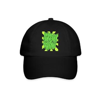 Grüne Bohnen Bohne Gemüse Retro Vintage - Baseballkappe - Schwarz/Schwarz - Vorne