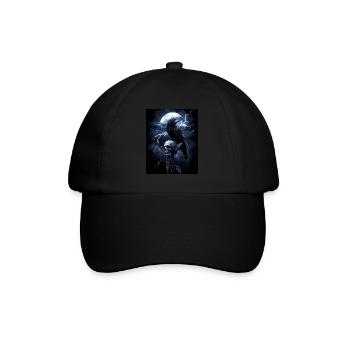 Raven Skull Moon Dark Gothic Black Crow - Baseball Cap - black/black - Front