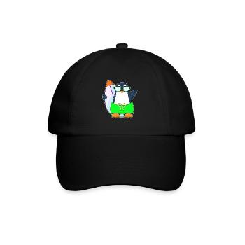 Pinguin Surfen Surfbrett Sommer - Baseballkappe - Schwarz/Schwarz - Vorne