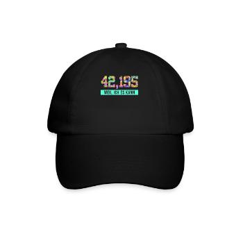 Läufer 42.195 WEIL ICH ES KANN Laufen Lustiges - Baseballkappe - Schwarz/Schwarz - Vorne