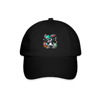 Lapin élégant avec panier de Pâques - Casquette classique - noir/noir - Devant