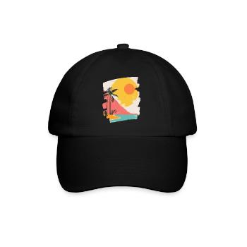 Summer Palm Tree Sunset - Baseball Cap - black/black - Front