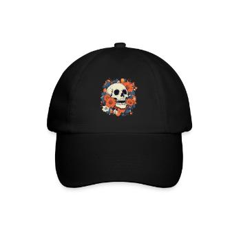 Crâne Pop Art avec des fleurs colorées - Casquette classique - noir/noir - Devant