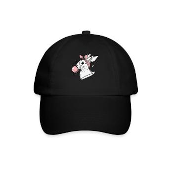 Lapin de Pâques avec bulle de chewing-gum en rétro vintage - Casquette classique - noir/noir - Devant