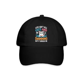 Schwimmen Spruch Katze Lustiges Schwimmen Geschenk - Baseballkappe - Schwarz/Schwarz - Vorne