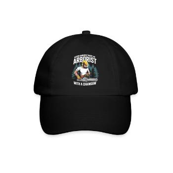 Chainsaw hero in forestry - Baseball Cap - black/black - Front
