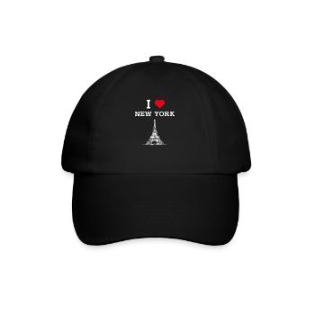 J’aime la Tour Eiffel, New York, Drapeau des États-Unis - Casquette classique - noir/noir - Devant