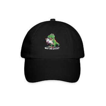 Wie? Das Letzte? T-rex mit Einhorndesing - Baseballkappe - Schwarz/Schwarz - Vorne