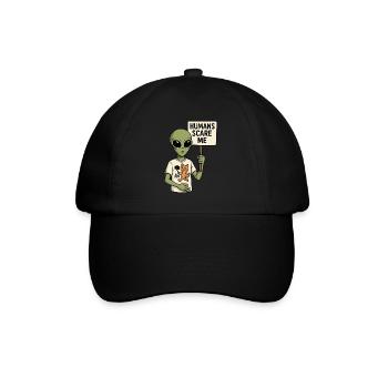 Alien Extraterrestre avec de l’humour - Les humains me font peur - Casquette classique - noir/noir - Devant