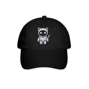 Cuddly cat robot with heart eyes - Baseball Cap - black/black - Front