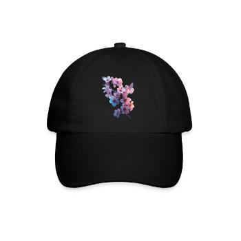 Kirschblüten - Baseballkappe - Schwarz/Schwarz - Vorne