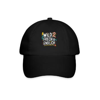 Wild, Frech & Endlich 2 Jahre 2. Geburtstag - Baseballkappe - Schwarz/Schwarz - Vorne