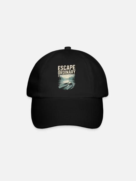 Raus aus dem Alltag – Kajak Reisen Shirt - Baseballkappe - Schwarz/Schwarz