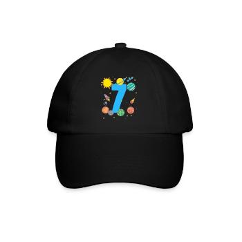 Galactic Adventure for the 7th Birthday - Baseball Cap - black/black - Front